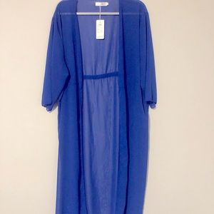 NWT blue sheer robe Swimsuit coverup